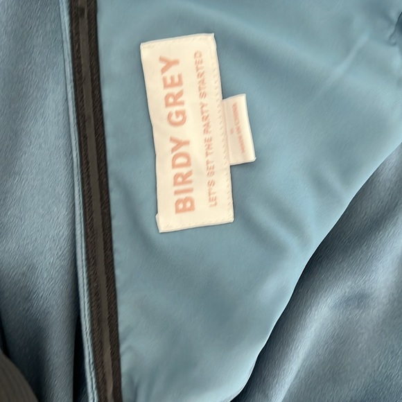 Birdy Grey Satin Blue Halter Gown - Picture 2 of 4